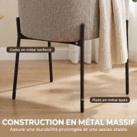 HOMCOM Fauteuil Salon, Fauteuil d'Appoint Rembourré en Chenille avec Dossier Courbé et Accoudoirs, Pieds en Métal, Marron Clair(m-7)