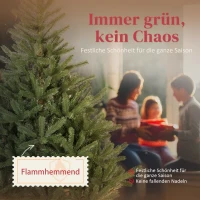 HOMCOM Künstlicher Weihnachtsbaum, 180 cm, dichte Zweige, realistisches Aussehen, flammenhemmend, Kunststoff, Metall, Grün(m-4)