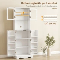 HOMCOM Mobilă de Depozitare pentru Bucătărie cu 2 Dulapuri și 8 Rafturi, din Lemn și Acrilic, 60x39.5x179.6 cm, Alb(m-5)