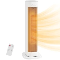 HOMCOM Radiator Ceramic 2000W cu 3 Temperaturi Reglabile, Timer 15 Ore, Telecomandă, Alb(m-11)