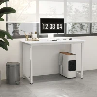 HOMCOM Scrivania per Computer con Piedini Regolabili in Truciolato e Acciaio, 120x60x76 cm, Bianco(m-8)