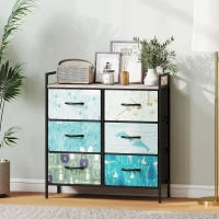 HOMCOM 6-Drawer Chest of Drawers - Blue(m-10)