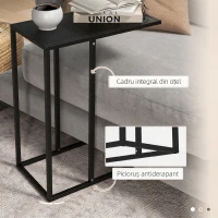 HOMCOM Măsuță de Cafea Înaltă și Industrială în Formă de C din Oțel, 46x26x60 cm, Negru(m-7)