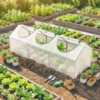 Outsunny Serre de jardin mini serre 3 fenêtres enroulables couverture en PE haute densité 140 g/m² 180 x 60 x 60 cm blanc(m-2)