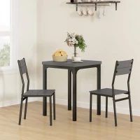 HOMCOM 3-teilige Essgruppe, Esstisch-Set, 1 Tisch, 2 Stühle, MDF+Metall, Grau(m-2)
