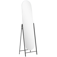 HOMCOM Espejo de Cuerpo Entero Arqueado 160x40 cm sin Marco Soporte de Metal Espejo de Pie o Apoyado en la Pared Negro