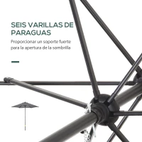 Outsunny Parasol de Terraza Exterior con Techo de Ventilación Poste Desmontable de Aluminio para Jardín Patio Gris Oscuro(m-5)