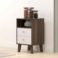 HOMCOM Set de 2 noptiere moderne pentru dormitor cu 2 sertare și spațiu deschis, 40x34x64cm, gri(m-8)