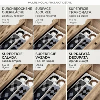HOMCOM Comodă cu 4 Sertare și Inserții din Rattan Stil Boho, 80x35x95 cm, Lemn Natural(m-8)