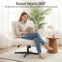 HOMCOM Scaun de birou pivotant fără brațe, șezut lat, fotoliu de birou, sufragerie, dormitor, scaun modern din catifea cu design în formă de lacrimă, reglabil pe înălțime, 63 x 75 x 90cm, crem(m-6)