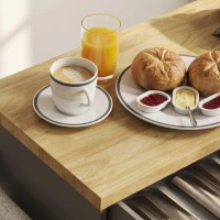 HOMCOM Carucior de bucătărie din lemn cu sertar, suport pentru condimente și dulap, 109x40x89 cm, gri și culoare lemn(m-9)
