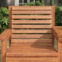 Outsunny Bistro-Set 3-teilig aus Holz Wetterfest Gartenmöbel Set mit Lamellendesign Sonnenschirmloch Verkohlt(m-8)