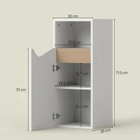 HOMCOM Dulap de Baie Îngust cu Ușă Amortizată și Spațiu Deschis, Dulap Salvaspațiu cu Rafturi Reglabile, pentru Bucătărie, Sufragerie, 30x30x71,5 cm, Alb și Lemn Natural(m-3)