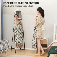HOMCOM Espejo de Cuerpo Entero Arqueado 160x40 cm sin Marco Soporte de Metal Espejo de Pie o Apoyado en la Pared Negro(m-4)