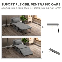 HOMCOM Taburet Extensibil Multifuncțional 4 în 1 cu Spătar Reglabil pe 5 Niveluri, Gri(m-6)