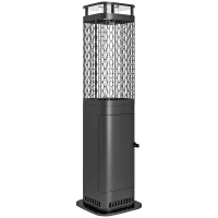 Outsunny Stufa a Pellet da Esterno Potenza 6.86Kw con Base Antiscivolo, Tubo in Vetro e Rete in Metallo, Nero(m-1)