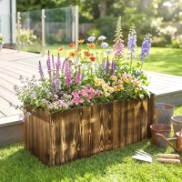 Outsunny Fioriera da Giardino Rettangolare per Interni ed Esterni, in Legno di Abete, 80x33x30 cm, color Legno(m-7)