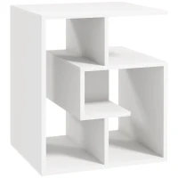 HOMCOM Mesita Auxiliar Mesa Auxiliar Blanca Mesa de Centro con Estantes de Almacenamiento para Salón Dormitorio 45x40x55 cm(m-11)