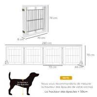 PawHut Barrière de sécurité pour chien barrière de protection à 4 panneaux pliante clôture pour animal domestique(m-3)