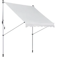 Outsunny Store banne manuel rétractable 2L x 1,5l x 1,7-2,8H m inclinaison réglable installation rapide store banne sans perçage pour balcon métal aluminium polyester blanc(m-14)