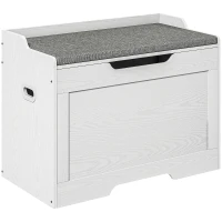 HOMCOM Panca Contenitore da 103L Multifunzione in Legno con Cuscino in Tessuto, 75x40x56cm, Bianco(m-11)