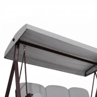 Outsunny 3 Seater Canopy Swing Chair, Outdoor Garden Swing Seat with Adjustable Canopy, Cushions and Cup Trays, Steel Frame, Light Grey(m-12)