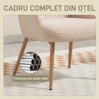 HOMCOM Fotoliu Modern în Țesătură Sherpa Imbottita cu Spătar Înalt și Brațe, Bej(m-5)