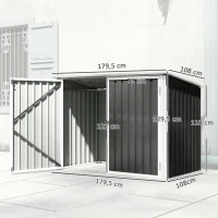Outsunny Cache Poubelle Double Abri de Jardin 2 Poubelles de 240L Couvercle Lié par Chaînes Vérins à Gaz 179,5x108x129,5cm Gris(m-3)
