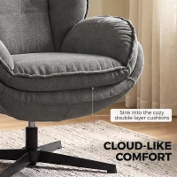HOMCOM Armchair with Adjustable Footstool, 360° Swivel Chenille Cloud Accent Chair with Thick Cushion, Steel Base, Grey(m-6)