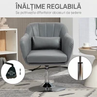 HOMCOM Scaun rotativ pentru birou cu înălțime reglabilă, pernă lombară, țesătură tehnică, gri(m-4)