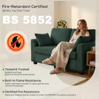 HOMCOM 2 Seater Sofa, Corduroy Small Couch with Spring Cushion, Wide and Deep Seat, Dark Green(m-8)