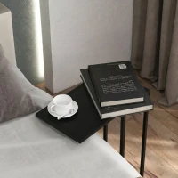 HOMCOM Măsuță de Cafea Înaltă și Industrială în Formă de C din Oțel, 46x26x60 cm, Negru(m-9)
