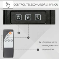 HOMCOM Șemineu Electric de Podea 1800W cu Efect de Flacără, Telecomandă, Temporizator și Temperatură Reglabilă, Alb(m-5)