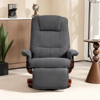 HOMCOM Reclining Swivel Chair, with Footrest - Grey(m-8)