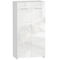 HOMCOM Meuble à chaussures 10 paires, armoire à chaussures à haute brillance 5 niveaux, étagères réglables, 55x36x108cm, blanc(m-1)