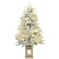 HOMCOM Künstlicher Weihnachtsbaum, schneebedeckter Look, 100 LEDs, 8 Modi, Kunststoff(m-11)
