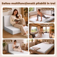 HOMCOM Saltea Pliabilă 195x120cm, 10cm, Husă Lavabilă, Ideală pentru Oaspeți/Camping, Gri(m-7)