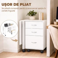 HOMCOM Birou Calculator Pliabil Con 3 Sertare, Alb Effetto Lemn(m-4)