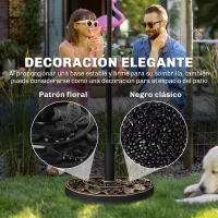 Outsunny Base para Sombrilla Semicircular Peso 9 kg Soporte Parasol de Jardín Apto para Mástil de 35mm/38mm/48mm Relleno de Cemento para Terraza Patio 50x32x32 cm Negro(m-5)