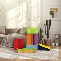 HOMCOM Set de 7 Blocuri Moi pentru Copii 1-3 Ani, Spumă și Piele PU, pentru Casă  Grădiniță, 60 x 40 x 11 cm, Multicolor(m-8)