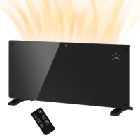 HOMCOM Încălzitor cu Convecție 2000W, Temperatură Reglabilă cu Telecomandă, Timer 24h și Săptămânal, Negru(m-12)