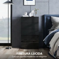 HOMCOM Cassettiera 5 Cassetti in Legno, Comò per Camera da Letto Moderno e Multiuso, 55x34x100 cm, Nero(m-5)