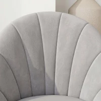 HOMCOM Set de 2 Scaune de Dining din Piele PU cu Picioare Metalice și Spătar în Formă de Scoică, Gri Deschis(m-8)