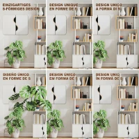 HOMCOM Bibliotecă modernă cu 5 rafturi și dulap cu 2 uși din lemn, 60x23.8x179.2 cm, alb(m-5)