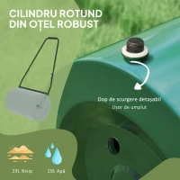 Outsunny Cilindru pentru Gazon cu Capacitate de 63L și Lamă Răzuitoare, din Metal, 123x58x40 cm, Verde Închis(m-7)
