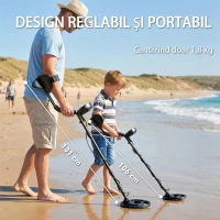 Outsunny Detector de Metale pentru Adulți cu Baterie, Detector Profesionist cu 3 Moduri pentru Aur, Lopată și Căști pentru Căutare de Comori pe Plajă, Impermeabil IP68, Display LCD(m-8)