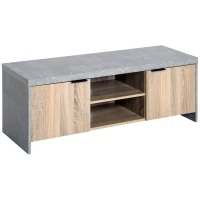 HOMCOM TV Stand for TV up to 55", 2 Doors TV Cabinet with Open Shelves, TV Unit TV Table for Living Room Bedroom Entertainment Room, 120L x 40W x 44H, Grey(m-1)