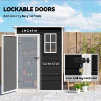Outsunny 5' x 3' Garden Shed with Floor, Outdoor Storage Shed with Lockable Door, Window and Vent, Black(m-6)