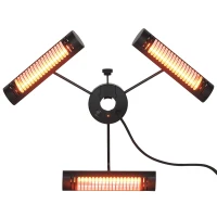 Outsunny Calefactor Eléctrico Exterior por Infrarrojos con Control Remoto y 1000W/2000W/3000W Sombrilla Ø87x22cm Negro(m-1)