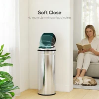 HOMCOM 50L Stainless Steel Sensor Bin - Silver Tone(m-5)